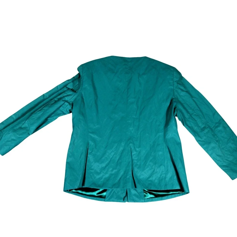 Tahari Womens Long Sleeve Blazer Hidden Snaps Smocked 12 Office‎ Boho Cotton